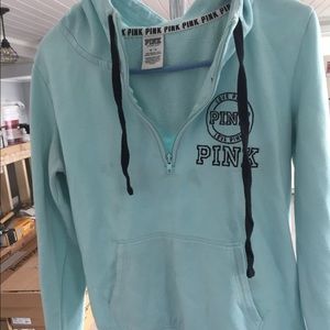 VS pink sweatshirt three quarter zip