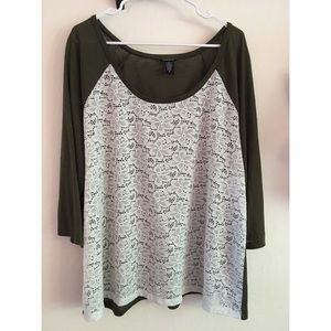 Olive Green Long Sleeve w/ White Lace