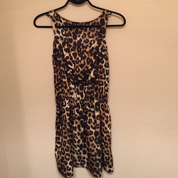 Express Ruffle Front Cheetah Print Dress