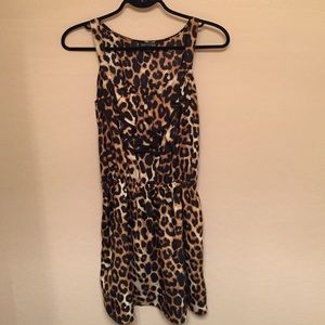 Express Ruffle Front Cheetah Print Dress