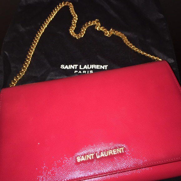 Authentic Red Leather Saint Laurent clutch