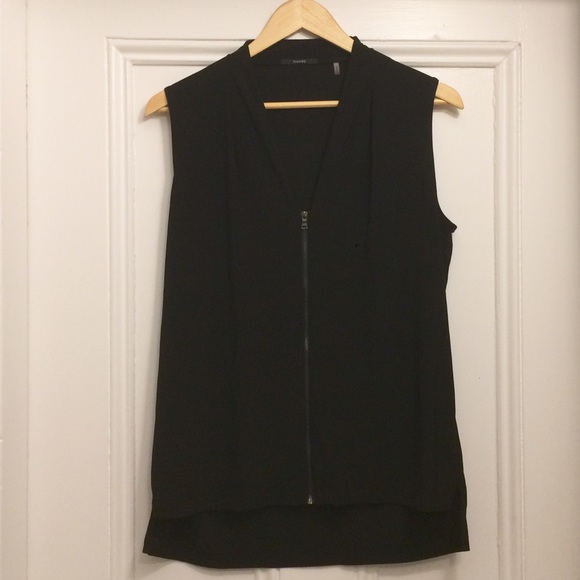 Tahari sleeveless blouse, black, zipper front, M