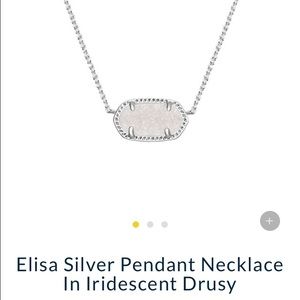 Elisa Silver Pendant Necklace in Iridescent Drusy