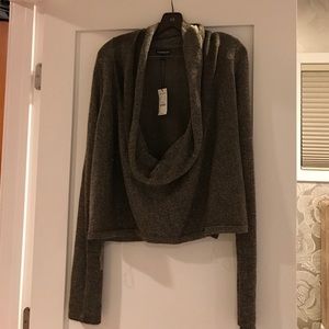 Low Cowl Neck Shimmer Sweater