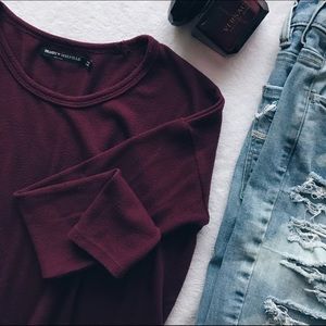 Brandy Melville Burgundy Cropped Sweater