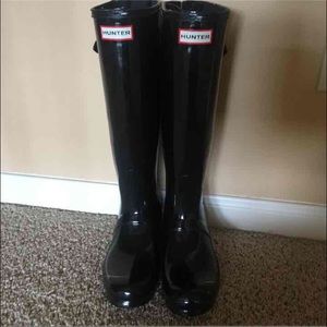 NEW Black Glossy Tall Hunter Rain Boots