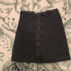 Washed black denim skirt