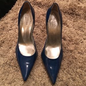 blue patent leather pumps