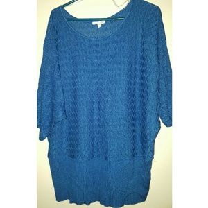 Blue Chevron Knit Top