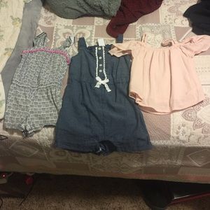 2 rompers and shirt
