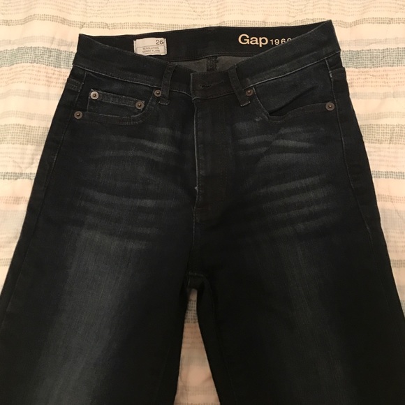 High waisted dark skinny flare jeans