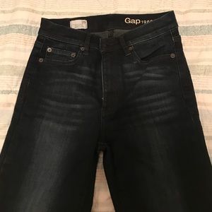 High waisted dark skinny flare jeans