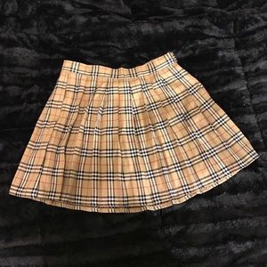 Plaid Pleated Flare Skirt