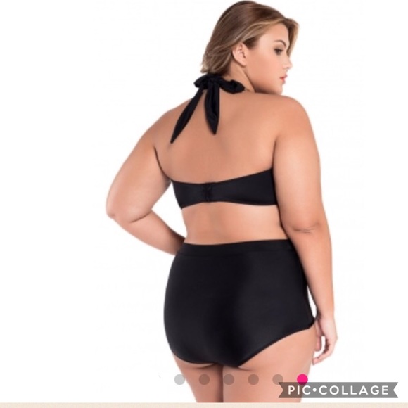 💕NEW PLUS {3X} Black Halter bikini top and bottom - Picture 3 of 3