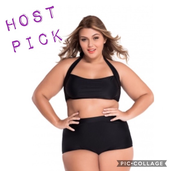 Other - 💕NEW PLUS {3X} Black Halter bikini top and bottom