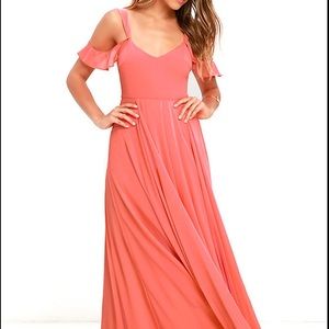Lulus coral pink flowly maxi dress