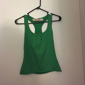 Green polka dot tank top. Great for summer!!