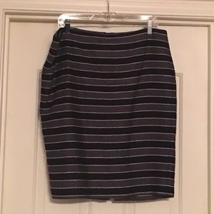 Loft Blue Stripe Pencil Skirt