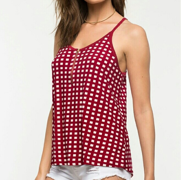 💋🆕 Windowpane Zip Front Cami💋 - Picture 2 of 4