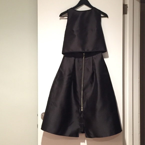 ABS satin crop top + skirt