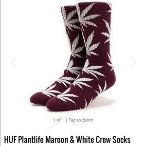 HUF Plantlife Maroon & White Crew Socks