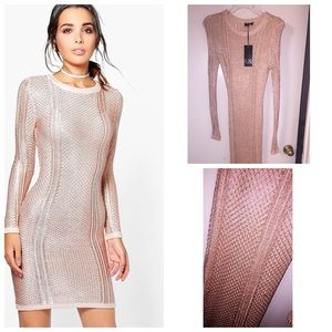 Boohoo Metallic Knit Dress ***Rose Gold***