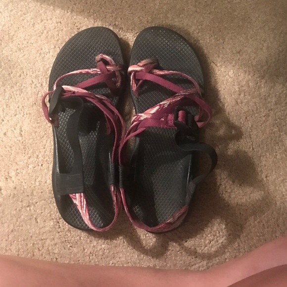 Purple patterned chaco sandals