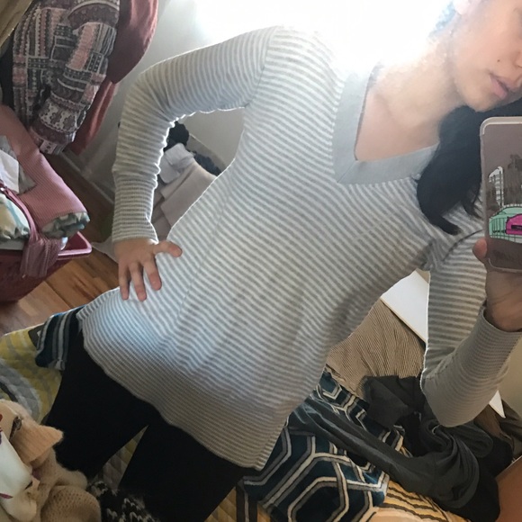 Striped white and gray sweater