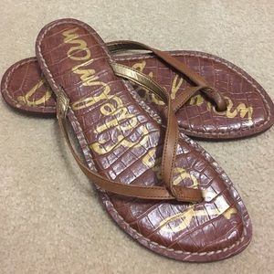 Sam Edelman tan flip flops
