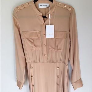 Self-Portrait Dresses - Self-Portrait Militaire Crepe Shirt Dress Self-Portrait Dresses - Self-Portrait Militaire Crepe Shirt Dress