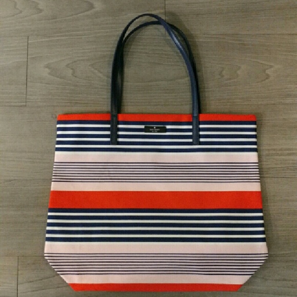 NWOT Kate Spade canvas striped bag