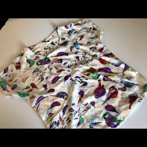 Colorful bird print top.