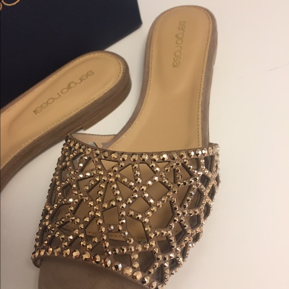 Sergio Rossi Crsystal Tresor Flat Sandals - Picture 3 of 4