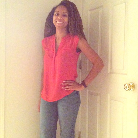 The Limited red orange dress blouse size small