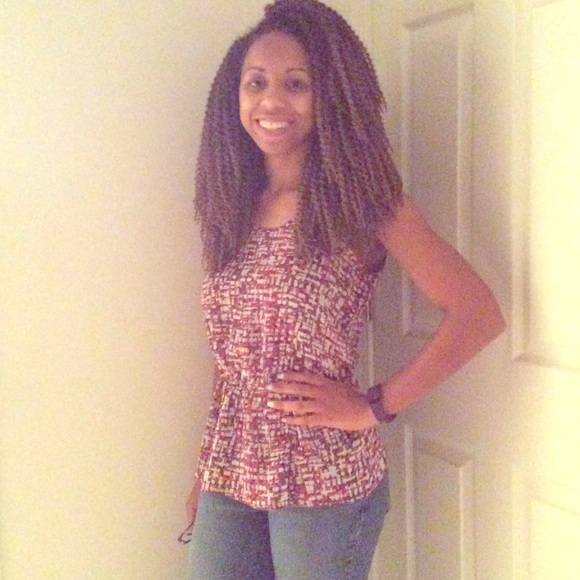 Black Rainn blue, red and white small tank top