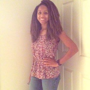 Black Rainn blue, red and white small tank top