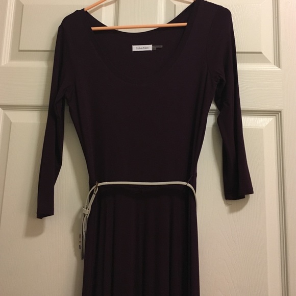 Calvin klein Maxi long sleeve purple dress