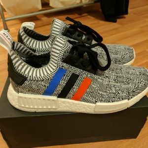 NEW ADIDAS MEN NMD R1 PK WHITE TRI COLOR SZ 9