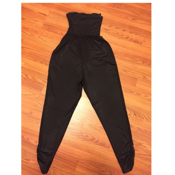 Black Bow Strapless Jumpsuit - Picture 3 of 4