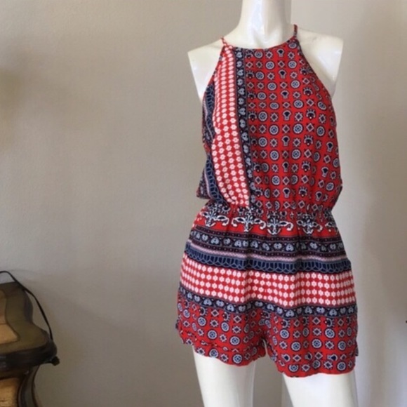 LF Red Patterned Romper - Picture 2 of 4