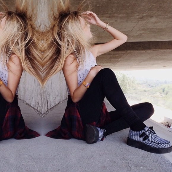 T.U.K. Houndstooth Creeper Shoes size 6