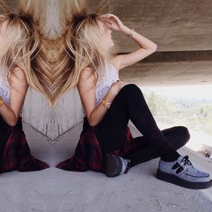 T.U.K. Houndstooth Creeper Shoes size 6