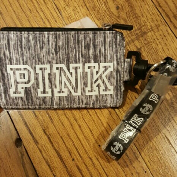 Vs Pink grey lanyard ID holder