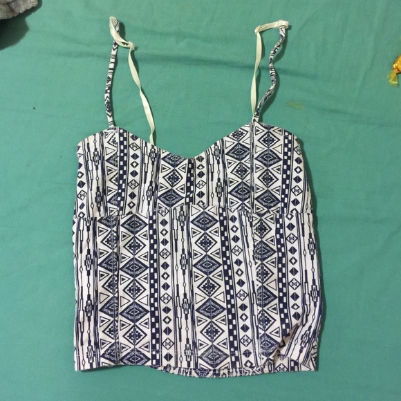 Blue and white Crop top