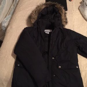 women's Columbia down jacket removable hood