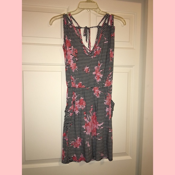 Black white and floral Dress