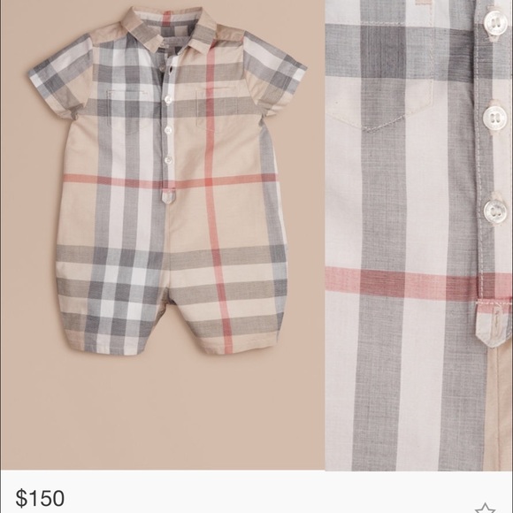Burberry Infant Check Cotton Playsuit (18 Months)