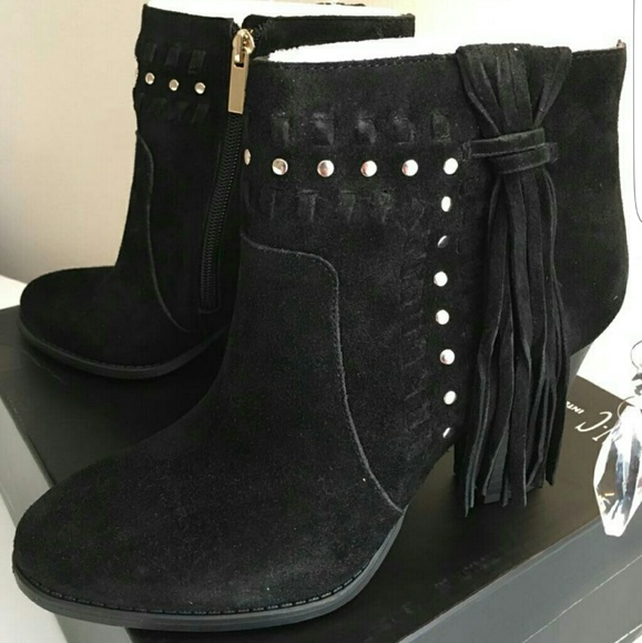 Womens INC Jade Studded Fringe Fashion Ankle Boots