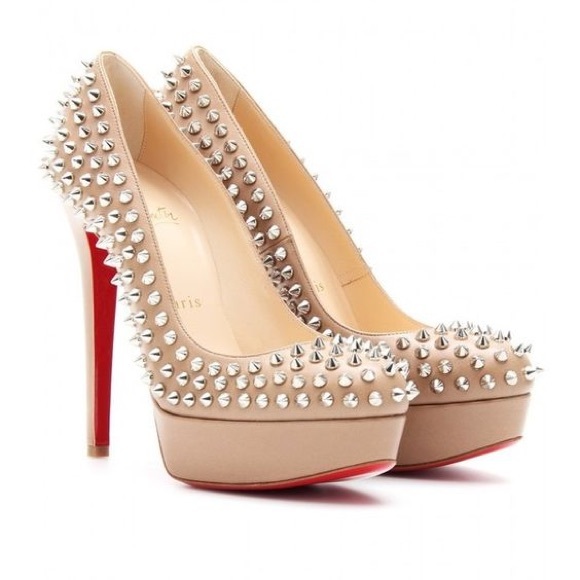 Christian Louboutin Shoes - Christian Louboutin Tan Leather Bianca Spike Pumps