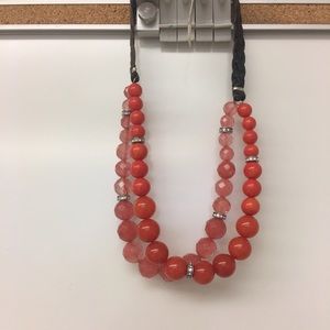 NWT! Fossil Brand coral colored beaded necklace